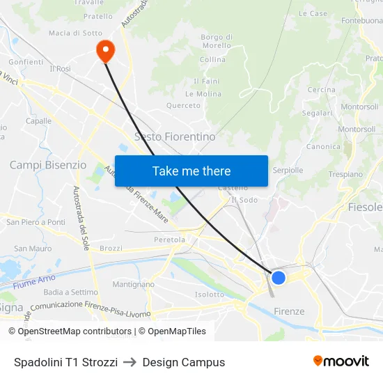 Spadolini T1 Strozzi to Design Campus map