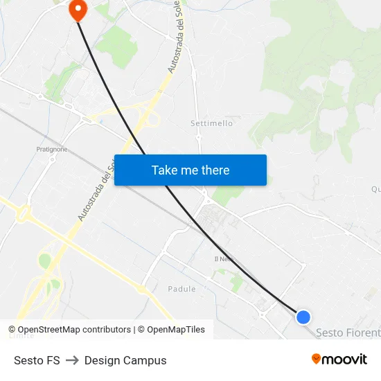 Sesto FS to Design Campus map