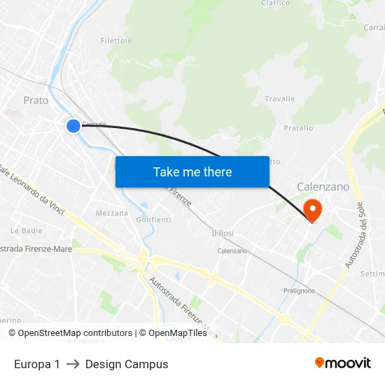 Europe 1 to Design Campus map