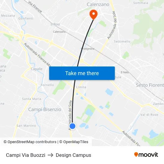 Campi Buozzi Street to Design Campus map