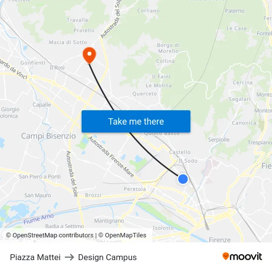 Piazza Mattei to Design Campus map