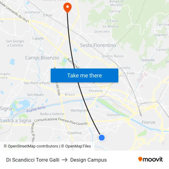 Di Scandicci Torre Galli to Design Campus map