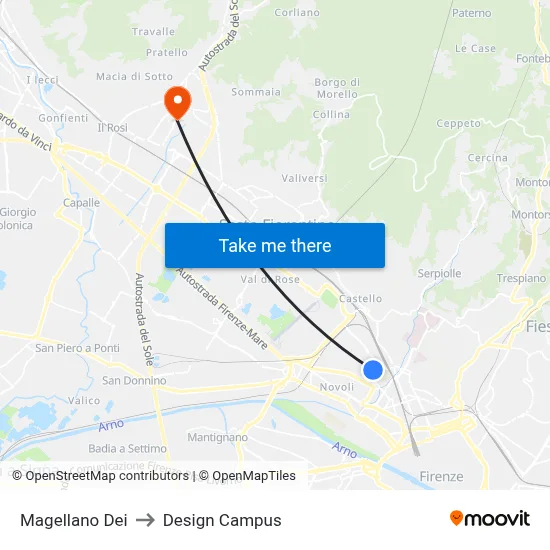 Magellan Street to Design Campus map