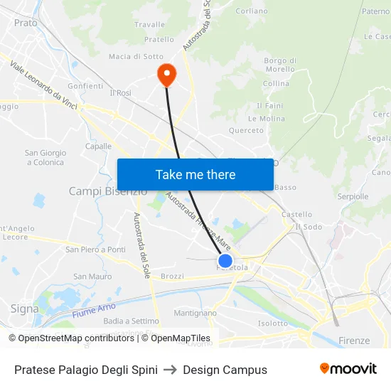 Pratese Palagio Degli Spini to Design Campus map