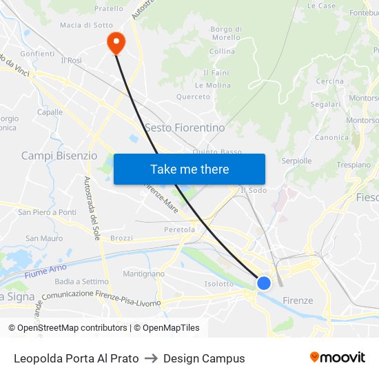 Leopolda Porta Al Prato to Design Campus map