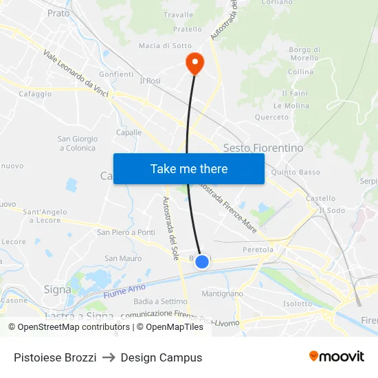 Pistoiese Brozzi to Design Campus map