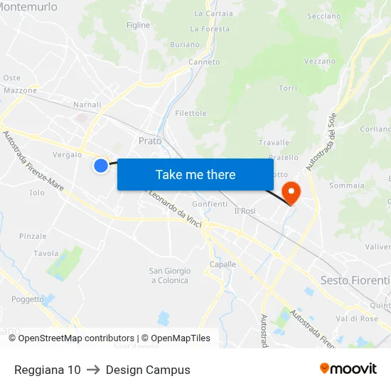 Reggiana 10 to Design Campus map
