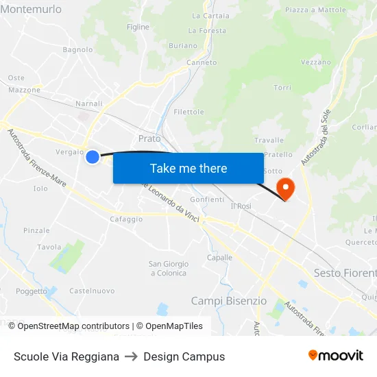 Scuole Via Reggiana to Design Campus map