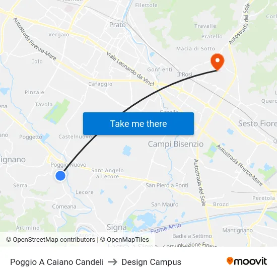 Poggio A Caiano Candeli to Design Campus map