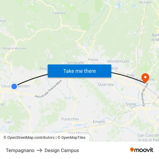 Tempagnano to Design Campus map
