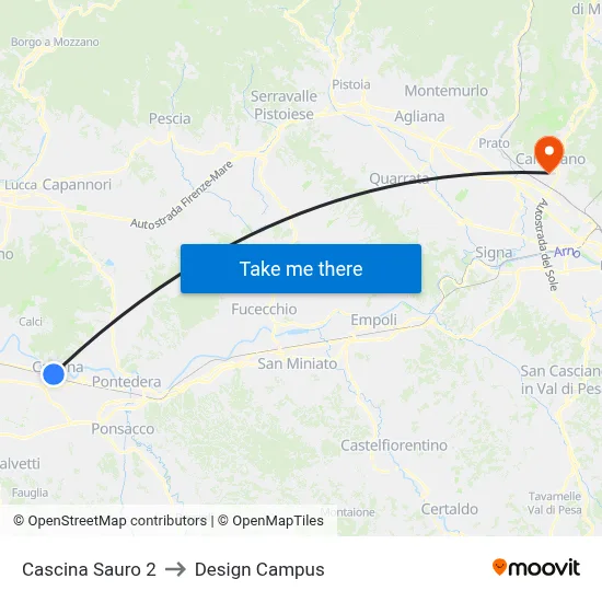 Cascina Sauro 2 to Design Campus map