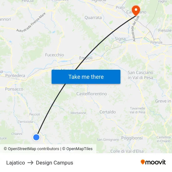 Lajatico to Design Campus map