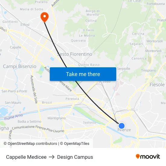 Cappelle Medicee to Design Campus map