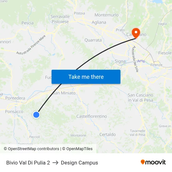 Bivio Val Di Pulia 2 to Design Campus map