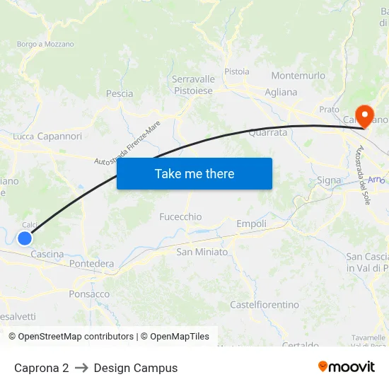 Caprona 2 to Design Campus map