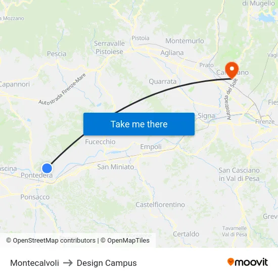 Montecalvoli to Design Campus map