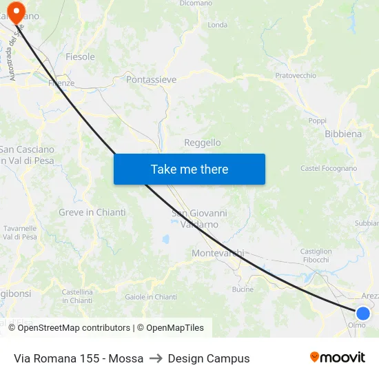 Via Romana 155 - Mossa to Design Campus map