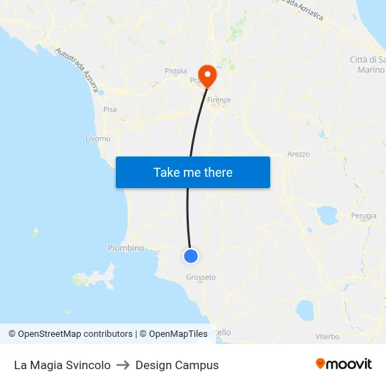 La Magia Junction to Design Campus map