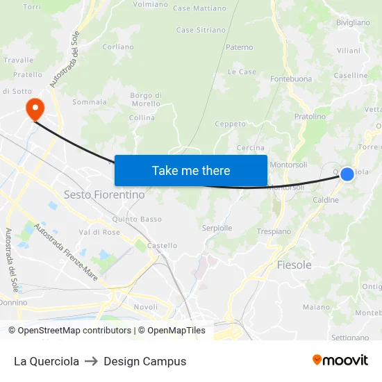 La Querciola to Design Campus map