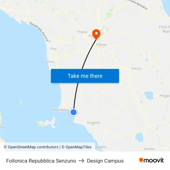 Follonica Repubblica Senzuno to Design Campus map