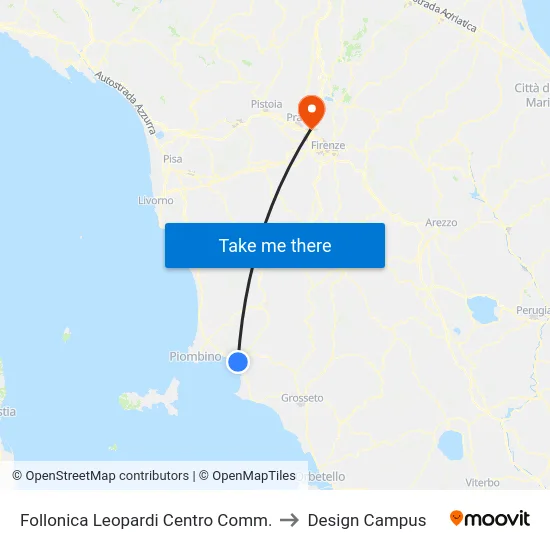 Follonica Leopardi Centro Comm. to Design Campus map