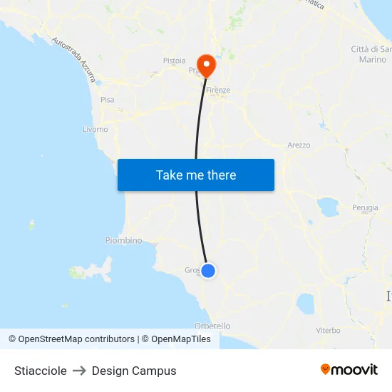 Stiacciole to Design Campus map