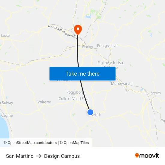San Martino to Design Campus map