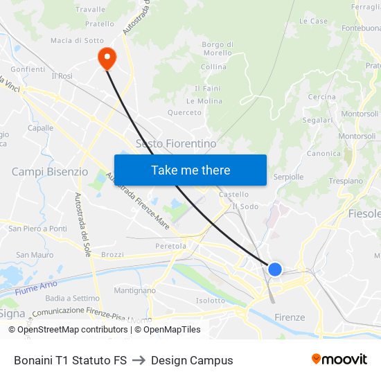 Bonaini T1 Statuto FS to Design Campus map