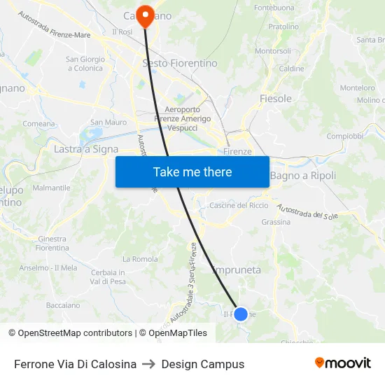 Ferrone Calosina Street to Design Campus map