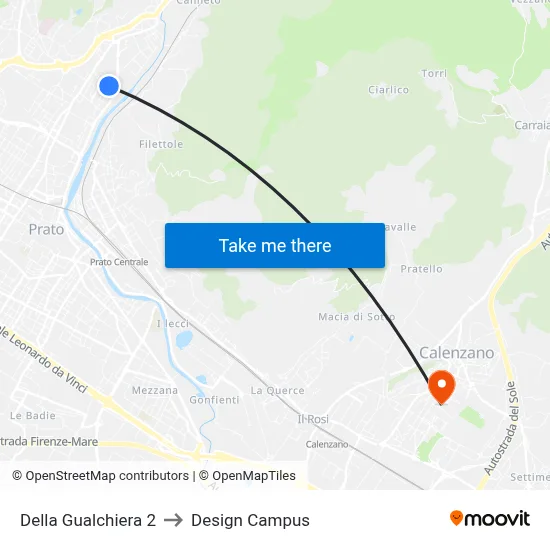 Della Gualchiera 2 to Design Campus map