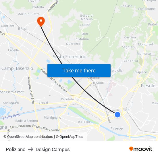 Poliziano to Design Campus map