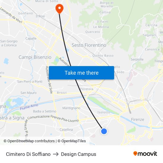 Cimitero Di Soffiano to Design Campus map