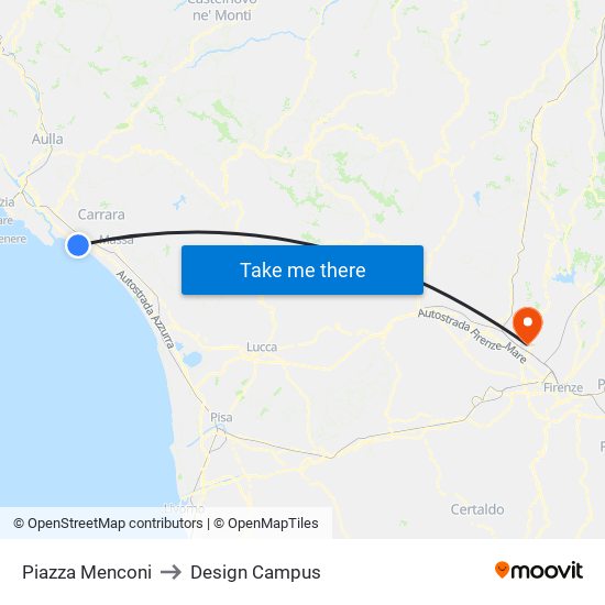 Piazza Menconi to Design Campus map
