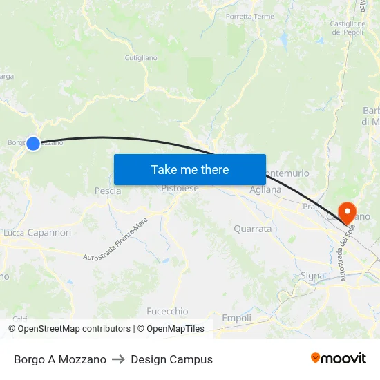 Borgo a Mozzano to Design Campus map