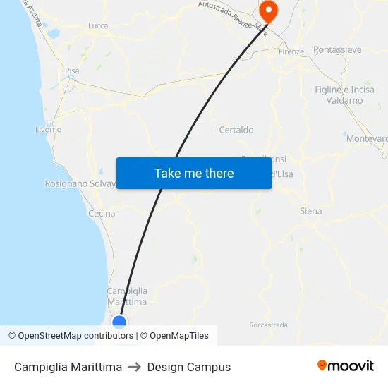 Campiglia Marittima to Design Campus map