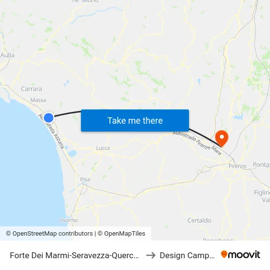 Forte Dei Marmi-Seravezza-Querceta to Design Campus map
