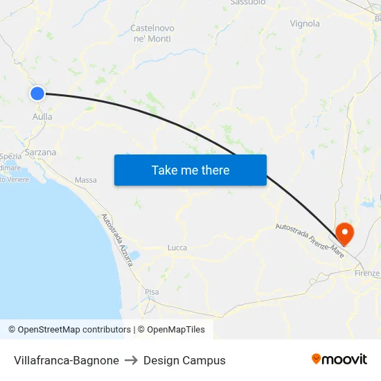 Villafranca-Bagnone to Design Campus map
