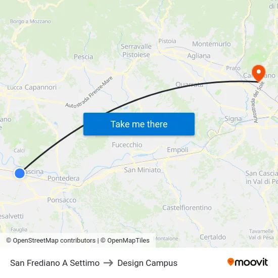 San Frediano A Settimo to Design Campus map