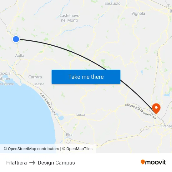Filattiera to Design Campus map
