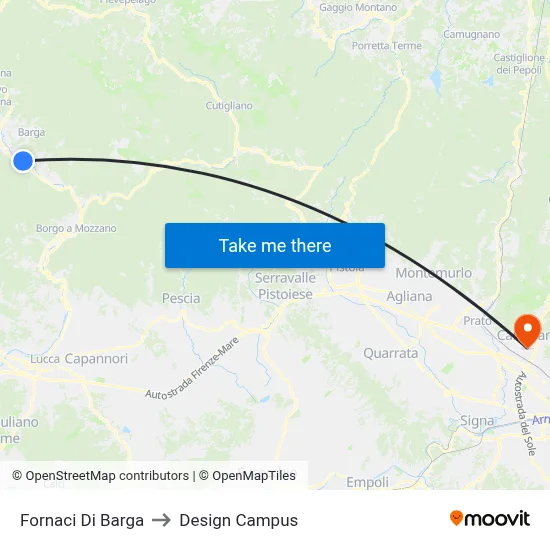 Fornaci Di Barga to Design Campus map