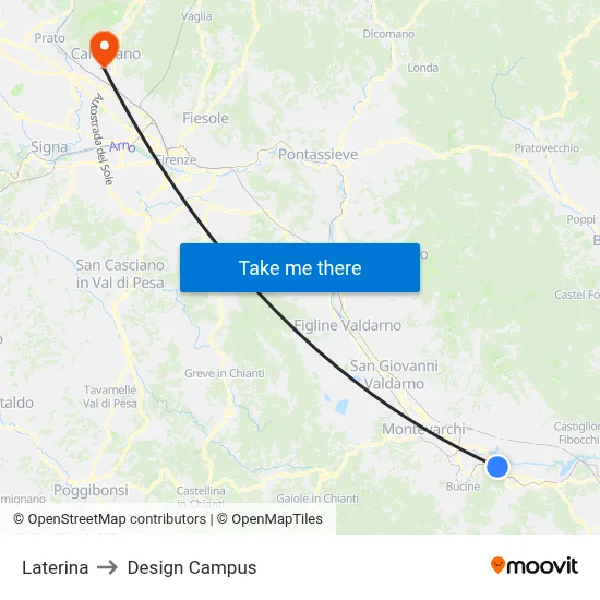 Laterina to Design Campus map