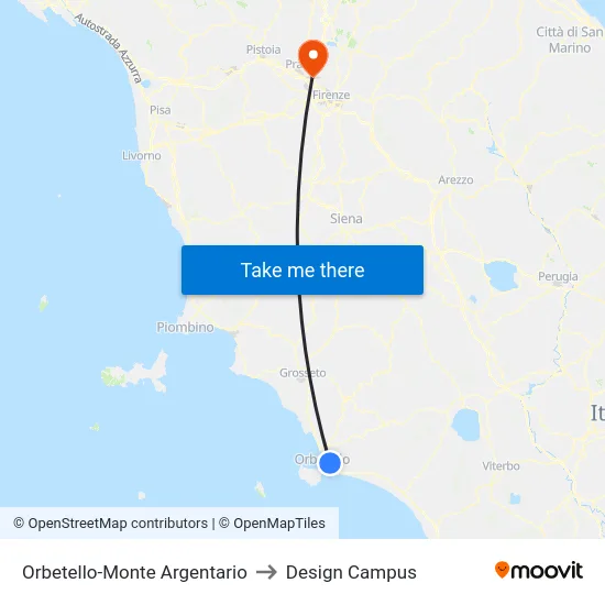 Orbetello-Monte Argentario to Design Campus map