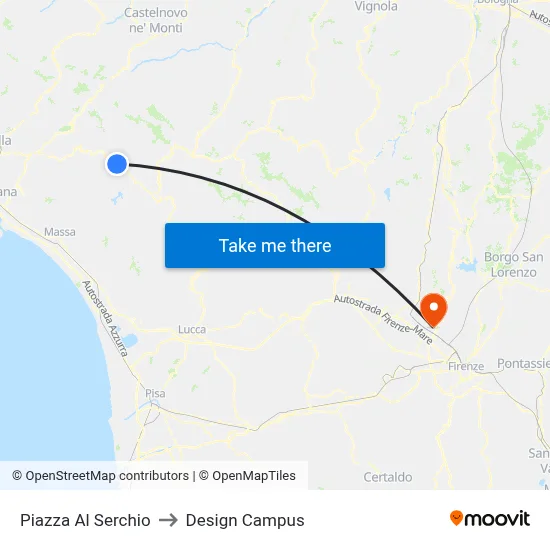 Piazza Al Serchio to Design Campus map