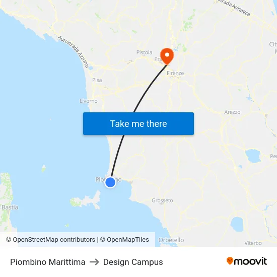 Piombino Marittima to Design Campus map