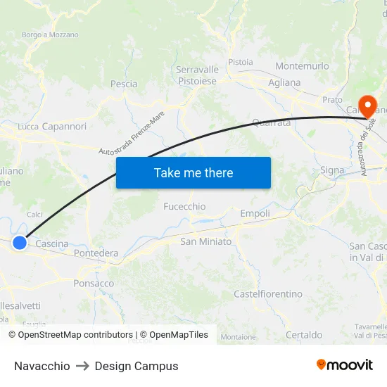 Navacchio to Design Campus map