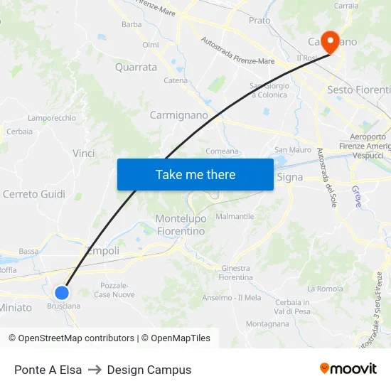 Ponte A Elsa to Design Campus map