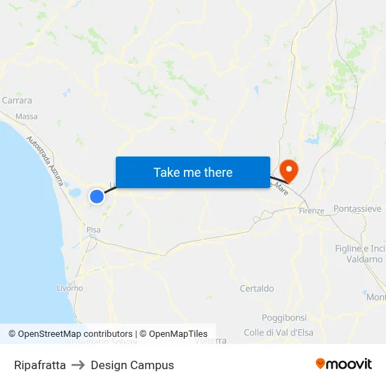 Ripafratta to Design Campus map