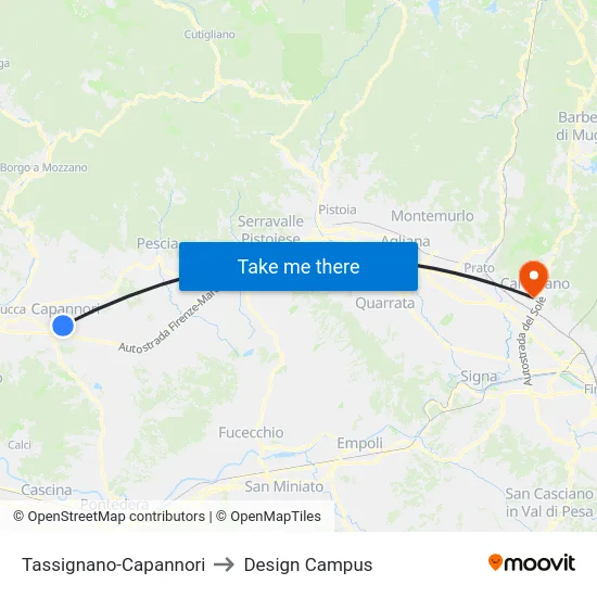 Tassignano-Capannori to Design Campus map