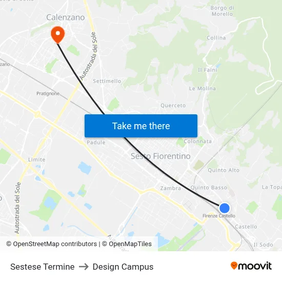 Sestese Terminus to Design Campus map
