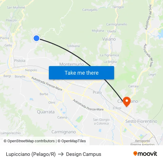Lupicciano (Pelago/R) to Design Campus map